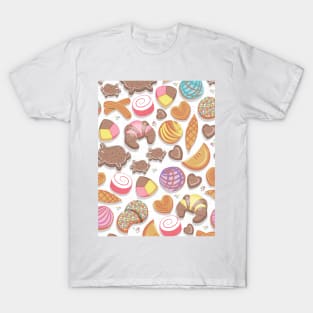 Mexican Sweet Bakery Frenzy // pattern // white background pastel colors pan dulce T-Shirt